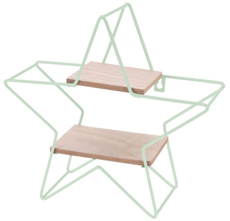 Regal Stern Metall Dekoregal Rosa Grün Hellblau Grau Aufbewahrung Zwei Ebenen Holz Deko