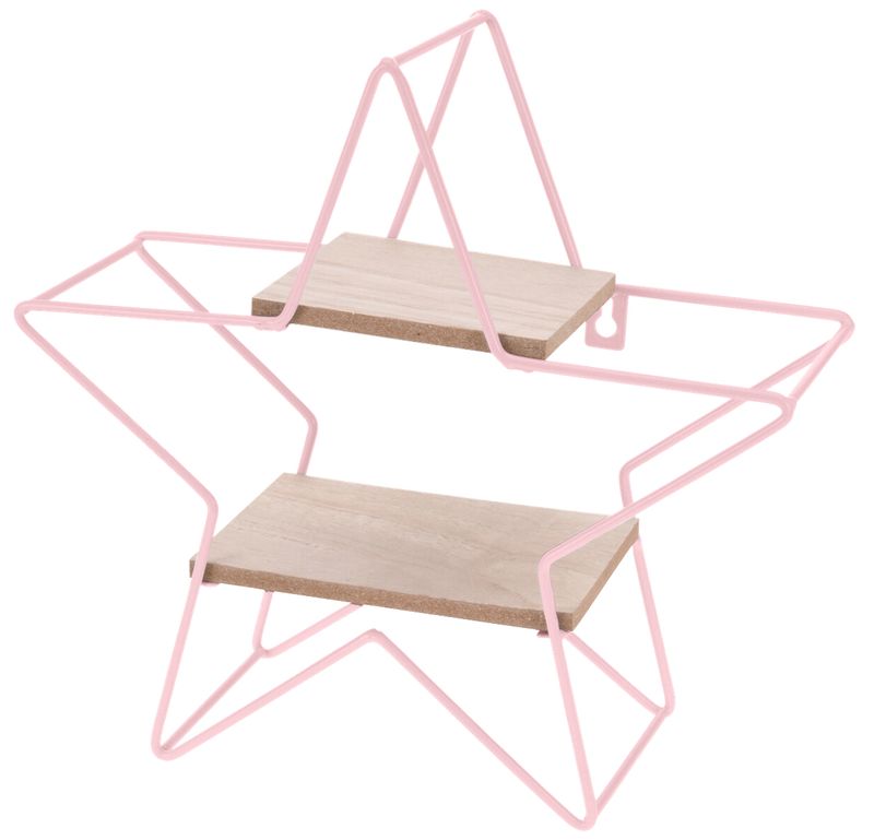 Regal Stern Metall Dekoregal Rosa Grün Hellblau Grau Aufbewahrung Zwei Ebenen Holz Deko
