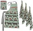 Schürze Geschirrtuch Grün Küchentuch Handtuch Set 4teilig Küche BBQ Grillen 1