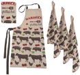 Schürze Geschirrtuch Creme Braun Küchentuch Handtuch Set 4teilig Küche BBQ Grillen 1