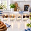 Glas Windlicht Deko Oktoberfest in Braun Beige mit Edelweiß - SET 4 Stück 2