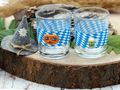 Oktoberfest Deko für Zuhause Teelichthalter mit Brezel und Bierkrug Bayrisch Blau Weiß Teelichtgläser 2 Stück 2