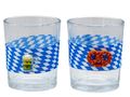 Teelichthalter Oktoberfest Tischdeko Blau Weiß Teelichtgläser mit Raute Bayrisch Deko Geburtstag 2 Stück 1