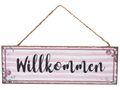 Willkommen Dekoschild Türschild Wandschild Holz Deko Schild Rosa Garten 1