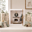 Geldgeschenk Weihnachten Winter Kamin mit Tannenbaum und Miniaturen Katze , Teppich & Kranz 4