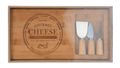 Käsebrett mit Käsemesser Gabel Bambus Holz Käseplatte Servierbrett Käse 38cm 2