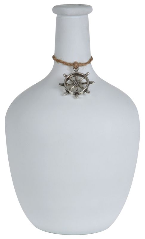 Blumenvase Weiß Steuerrad Maritime Deko Vase Ballonvase Tischdeko Deko 26cm
