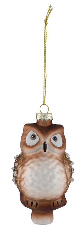 Braune Eule aus Glas als Christbaumanhänger Christbaumschmuck Weihnachtsbaumschmuck