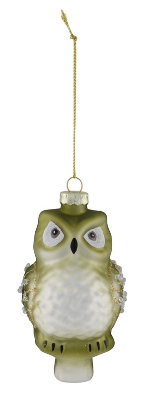 Grüne Eule als Weihnachtsbaumanhänger Christbaumschmuck als Weihnachtsdeko 
