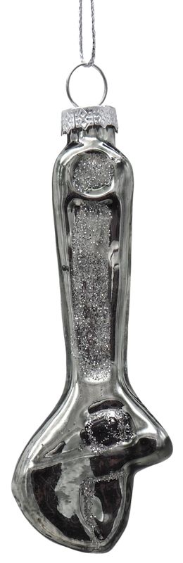 Christbaumschmuck Schraubenschlüssel aus Glas als Anhänger für den Weihnachtsbaum und Geschenk für Heimwerker