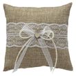 Ringkissen Hochzeit Polyester Jute Braun Spitze Herz Trauringe Kissen Accessoire 12,5cm 1