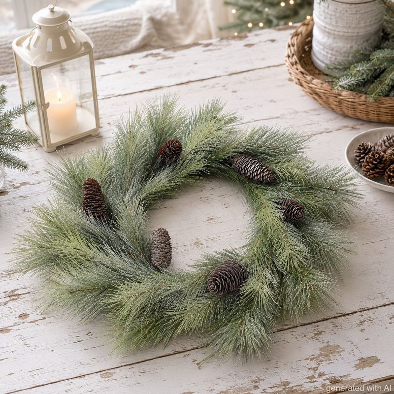 Weihnachtskranz Künstlich Kranz mit Zapfen Türkranz Adventskranz Deko Weihnachten Ø50cm