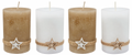 Adventskerzen Weiß Beige 9x6cm, selbstlöschend, ruß- & tropffrei 4 Stück 1