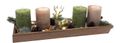 Adventsgesteck Weihnachten Deko Tablett Holz Hirsch Gold Kerze Grün Beige Tischdeko 40cm 1