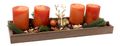 Adventsgesteck Weihnachten Deko Tablett Holz Hirsch Gold Kerze Orange Tischdeko 40cm 1