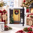 Geschenk Weihnachten Wintermotiv mit Schlitten LED Tanne Kranz Schlitten und Fußatte 7