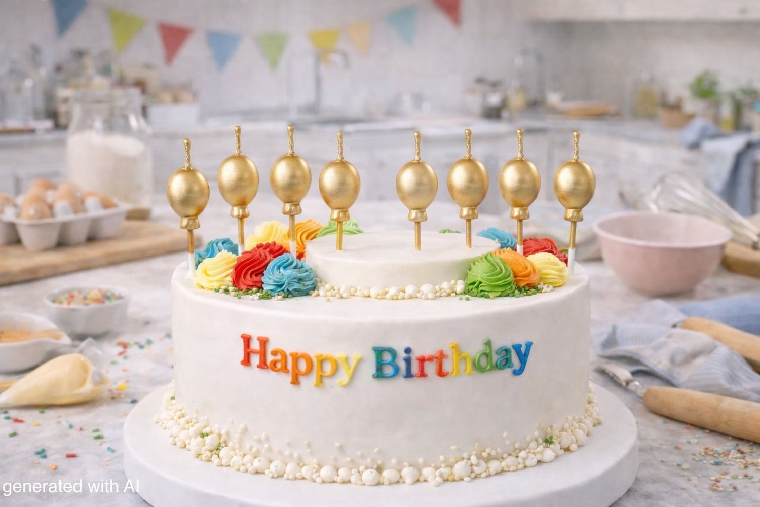 Geburtstagskerze Kerzen Gold Metallic Luftballon Ballonkerze Tortendeko 4 Stück