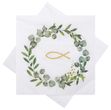 Servietten für Kommunion Konfirmation im trendigen Botanical Stil mit Eukalyptus Blätterkranz und Fisch  1