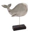 Dekofigur Wal Skulptur aus Aluminium auf Holzsockel zum Aufstellen Silber H 22cm 1