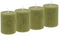 4 Rustic Stumpenkerzen Olive Grün Tischdeko Hochzeit Kommunion Konfirmation Adventskranz  1