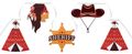 Wimpelgirlande Cowboy & Indianer Banderole Partydeko Mottoparty Bunt 6m lang  1