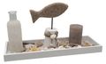 Tablett Maritim mit Vase Stumpenkerze Dekofigur Fisch Streudeko 1