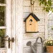 Vogelhaus Natur Dach Schwarz mit Rückklappe Deko Gartendeko Terrasse Nistkasten Vogelhäuschen 4