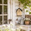 Nistkasten Vogelhaus mit Rückklappe aus Kiefernholz, schwarzes Dach, Kordel zum Aufhängen 2