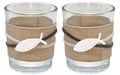 Teelichtgläser im maritimen Stil aus Glas dekoriert mit symbolischen Fischen als Tischdeko für Kommunion und Konfirmation 2 Stück 1