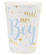 Tischdeko Geburt Baby Boy Blau Gold Party Pappteller Pappbecher Tischläufer Deko 2
