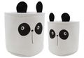 Korb Panda Schwarz Weiß Stoff Aufbewahrungskorb Kinderzimmer Deko 2er Set 1