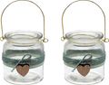 Windlicht Teelichtglas Mint Salbei Herz Tischdeko Hochzeit Kerzenglas 2 Stück 1