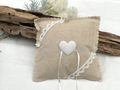 Ringkissen Hochzeit Boho Leinen Spitze 14 x 14 cm 2