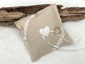 Hochzeit Ringkissen aus Leinen mit Spitze Kissen für Trauringe 14 x 14 cm 3