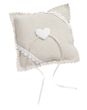 Ringkissen Hochzeit HERZ Weiß Leinen Natur Spitze Trauringe Kissen 14 x 14 cm 1