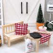 Miniatur Sitzbank Holzbank & Kissen Modellbau - Wichtel Zubehör Puppenhaus Bastel-DIY  3