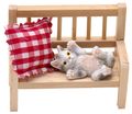 Wichtel Zubehör Holzbank Kissen Katze liegend Puppenhaus Miniatur Set 3-teilig 5