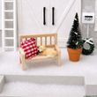 Miniatur Wichtel Zubehör Hund Holzbank Kissen Puppenhaus Möbel Set 3-teilig 2