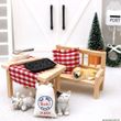 Wichtel Zubehör: Holzbank Kissen Hund - Puppenhaus Adventskalender Geschenk 3