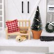 Miniatur Holzbank mitt Kissen und Hund als Wichtelzubehör für Advent und die Wichteltür 6