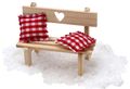 Wichtel Zubehör Holzbank mit 2 Kissen Wichteldorf Puppenhaus Miniatur Set 4-teilig 1