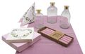 Tischdeko Hochzeit Rosa Lila Stabkerzen Blätterkranz Herz Kerzenhalter SET 20 Personen 1