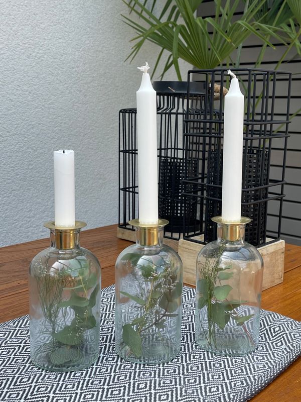 Kerzenhalter Stabkerzenhalter Glas Vase Klar Tischdeko Hochzeit Verschiedene Größen