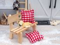 Wichtel Zubehör Wichteltür Puppenhaus Miniatur Bank mit Herz Hund zwei Kissen Weihnachten Deko SET   2