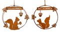  Eichhörnchen Deko Herbst  Winter Metallschild Willkommen Rost Metall Ø 20cm 2 Motive 1