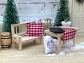 Weihnachtsdeko Wichtel Zubehör Miniatur Bank aus Holz 4