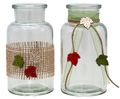 Vasen Herbst Herbstblatt Rot Grün Glas Jute Tischdeko Deko 2 Stück 1