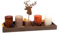 Tablett Herbst Holz Braun Orange Herbstdeko Tischdeko Hirsch Winter 40cm 1