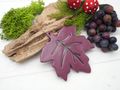 Herbst Deko Blatt aus Holz lackiert in Beere Herbstblätter 3