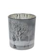 Teelichtglas Klein in Grau mit weihnachtlichen Motiven als Deko Winter Weihnachten  2